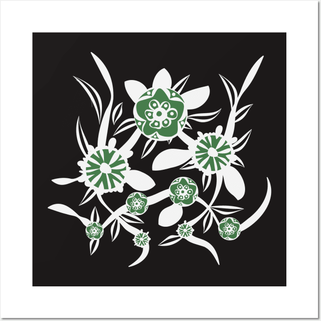 Green flowers Wall Art by Eskimos